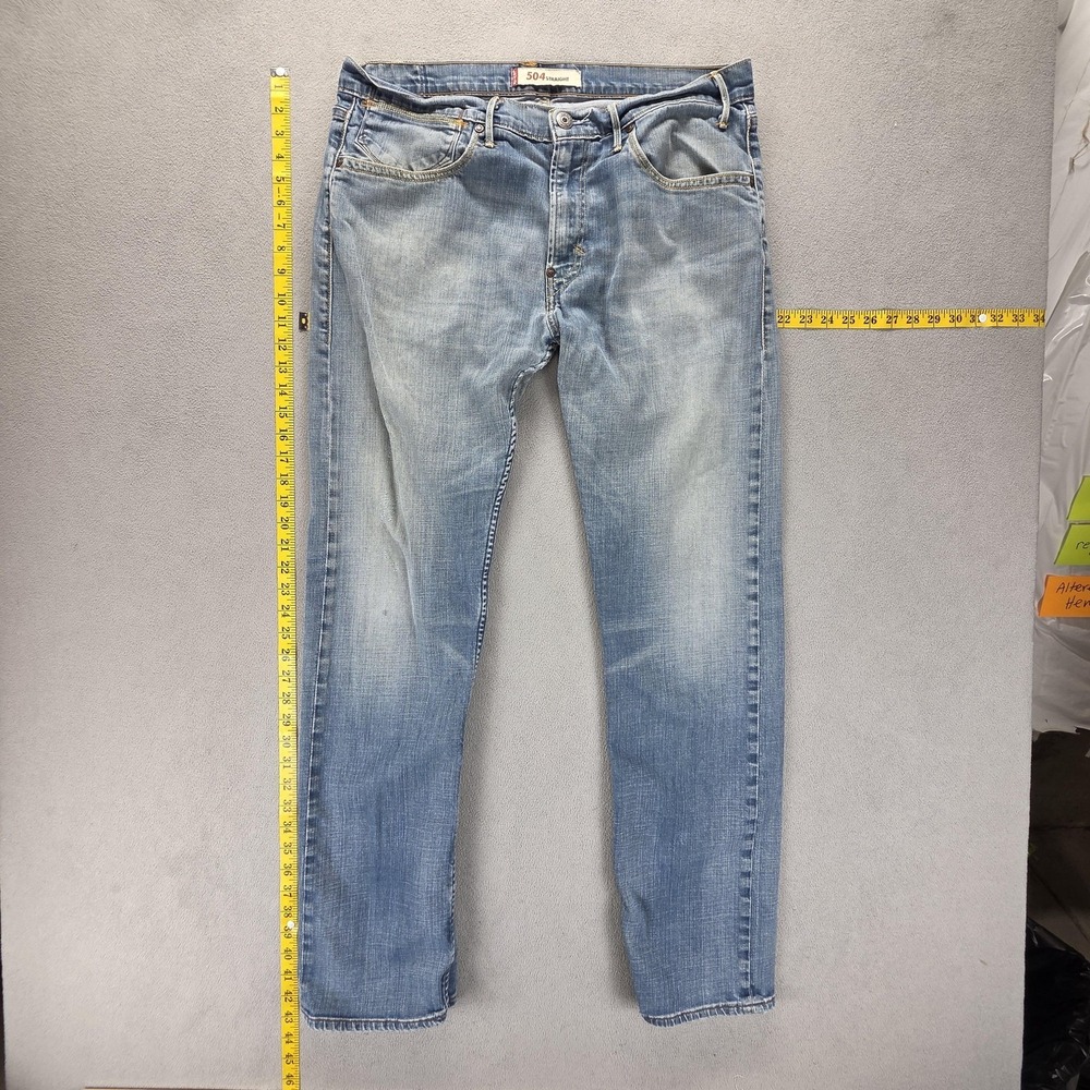 Vintage Levis 504 Jeans Mens 36x34 Blue Straight Engineered Honeycomb Zip Fly